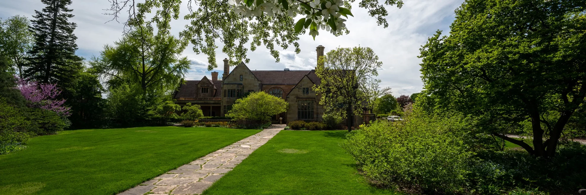 The Paine Mansion and Great Lawn in spring.