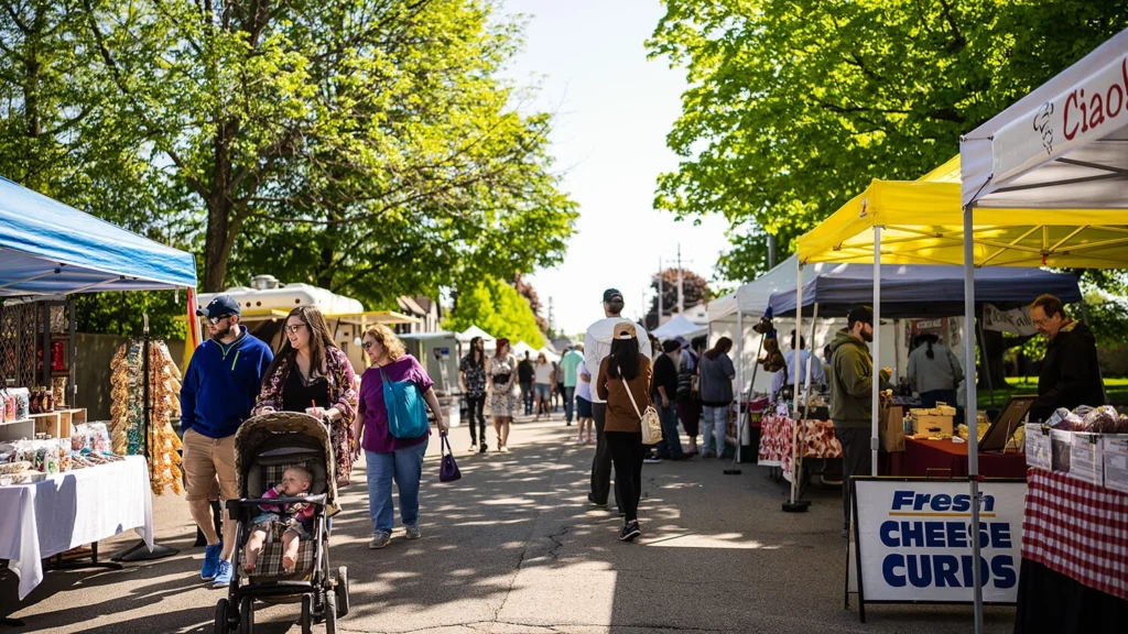 People walk along the street at Festival of Spring in 2023.