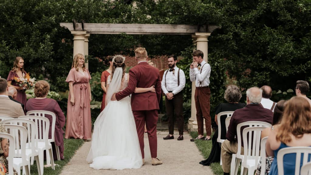 A wedding takes place in the Ceremony Garden.