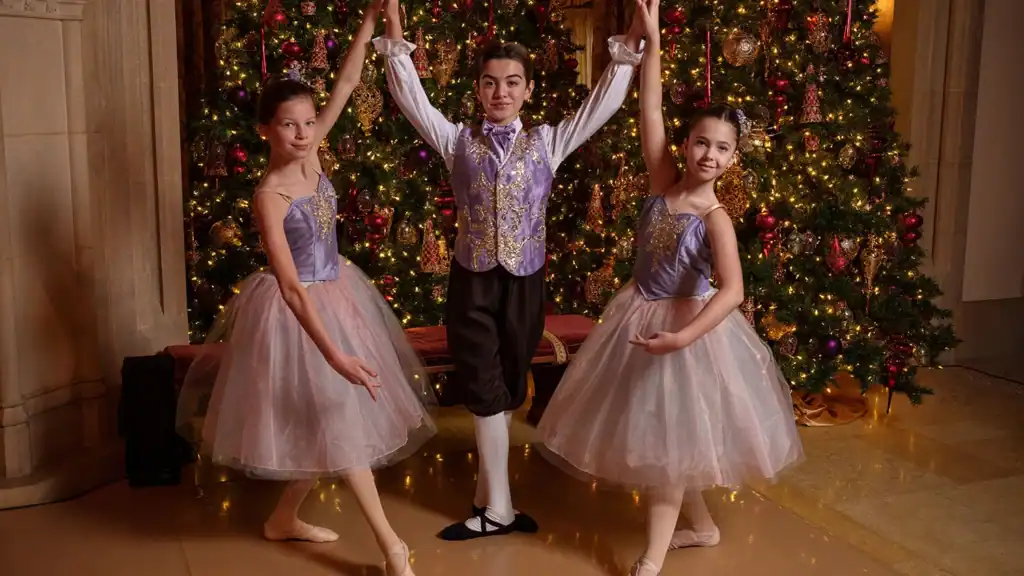 Dancers for Nutcracker in the Castle pose.