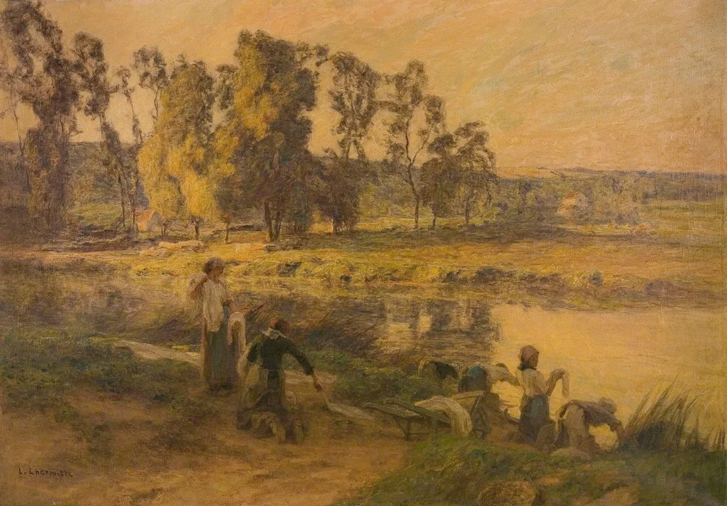 French peasants wash laundry along the shore of the Marne river in France in 1890.