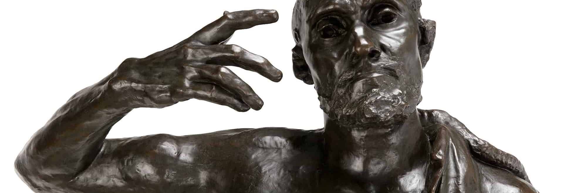 Detail of a bronze sculpture, "Jacques," by Auguste Rodin