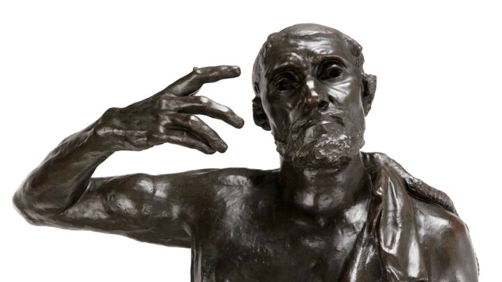 Detail of a bronze sculpture, "Jacques," by Auguste Rodin