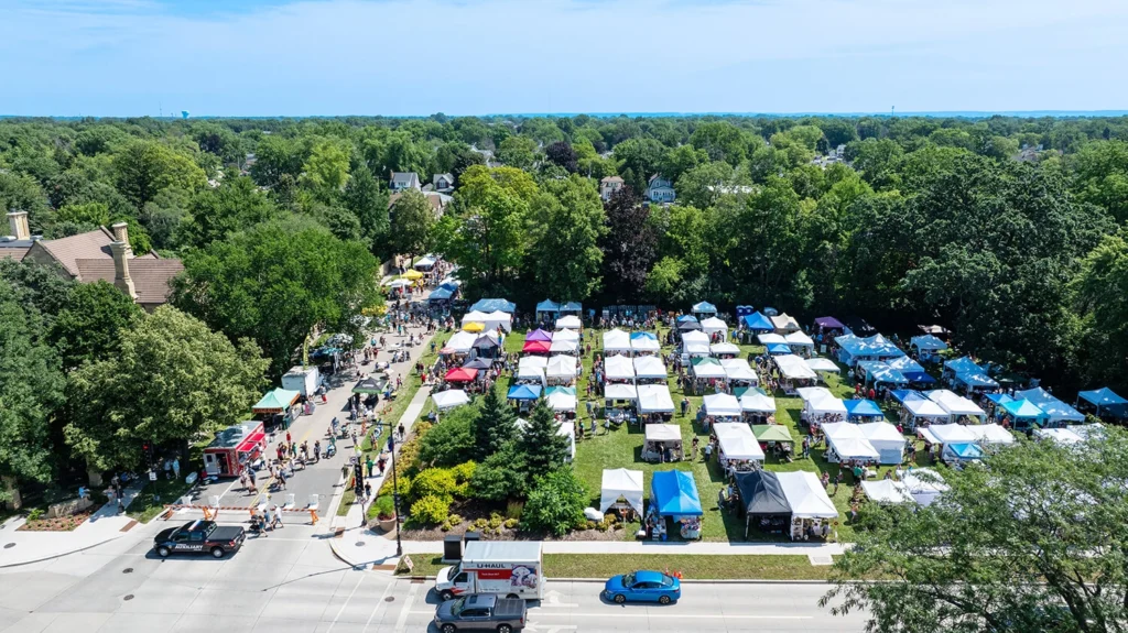A photo of Faire on the Green from above.