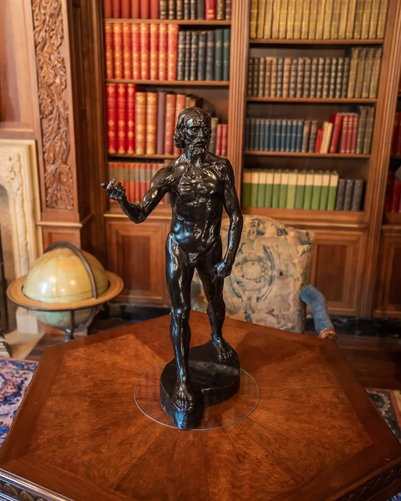 A sculpture by August Rodin on view in the Library.