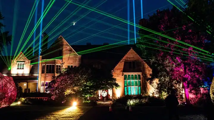 The Paine mansion illuminated for The Nature of Light