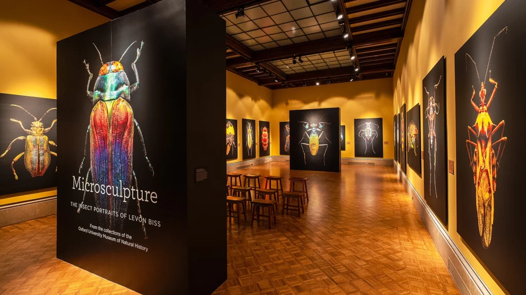 Photos of exotic bugs on view in the main gallery.