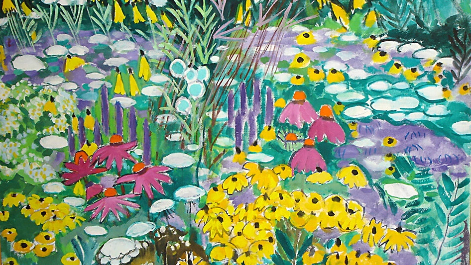 A painting with a variety of florals.