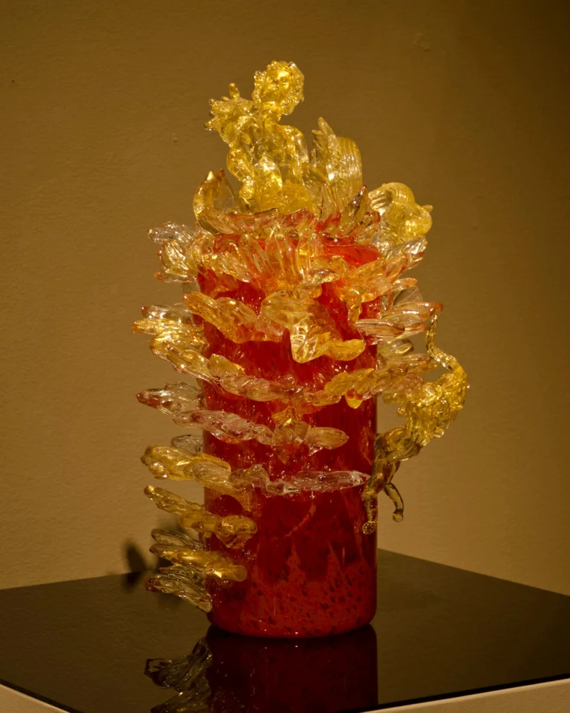 A glass artwork on view