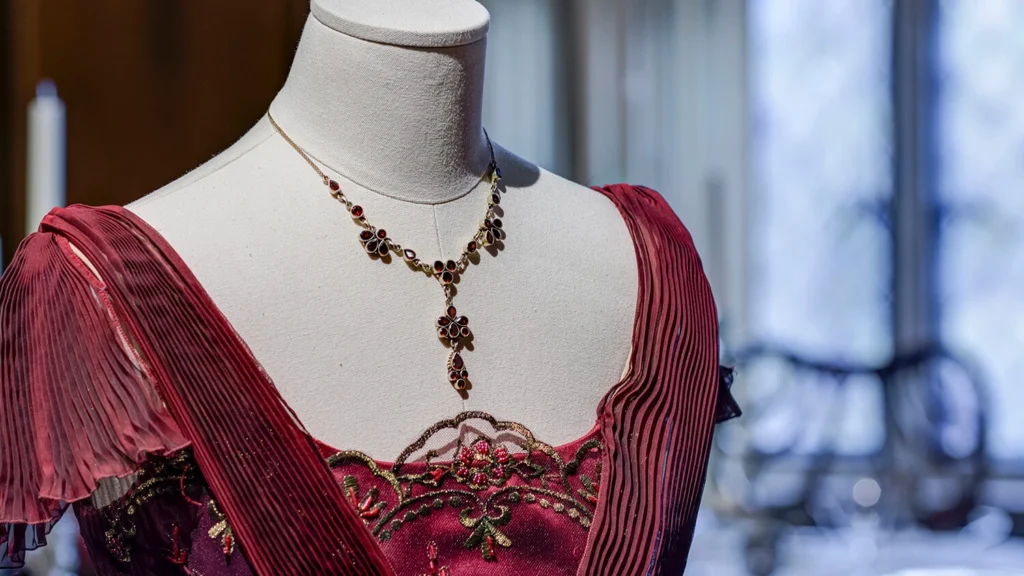 A "Downton Abbey” costume on display.