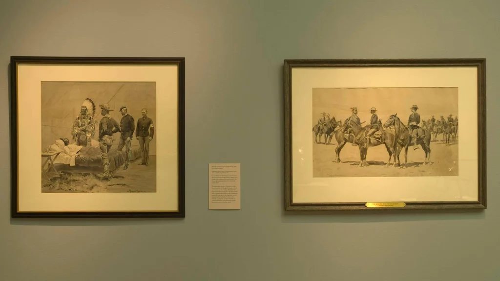 Drawings by Remington on view in the main gallery.