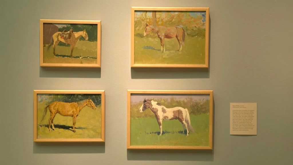 Paintings by Remington on view in the main gallery.