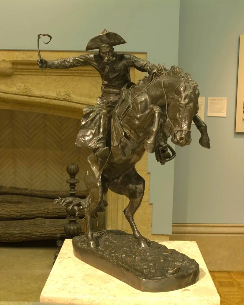 A Remington sculpture on view in the main gallery.
