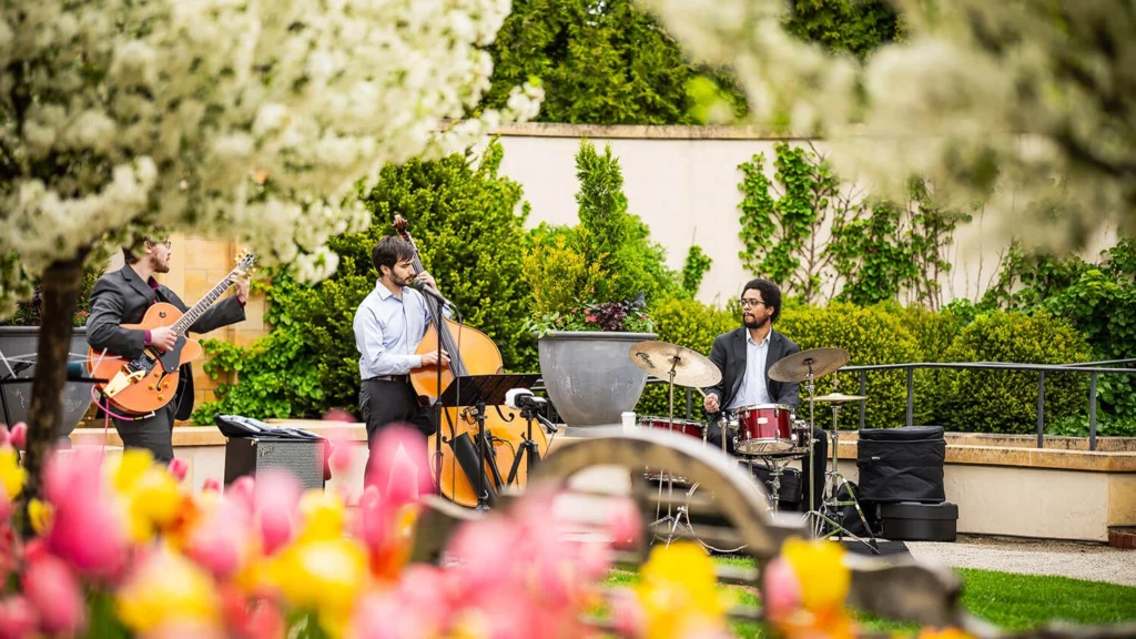 A jazz band performs at the Tulip Tiptoe in 2024.