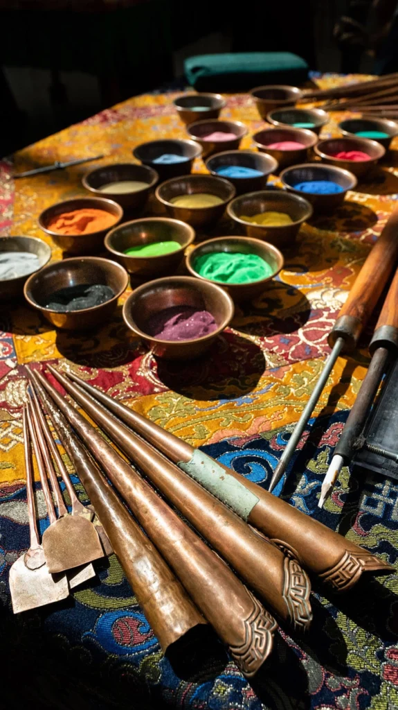 Tools for a sand mandala.