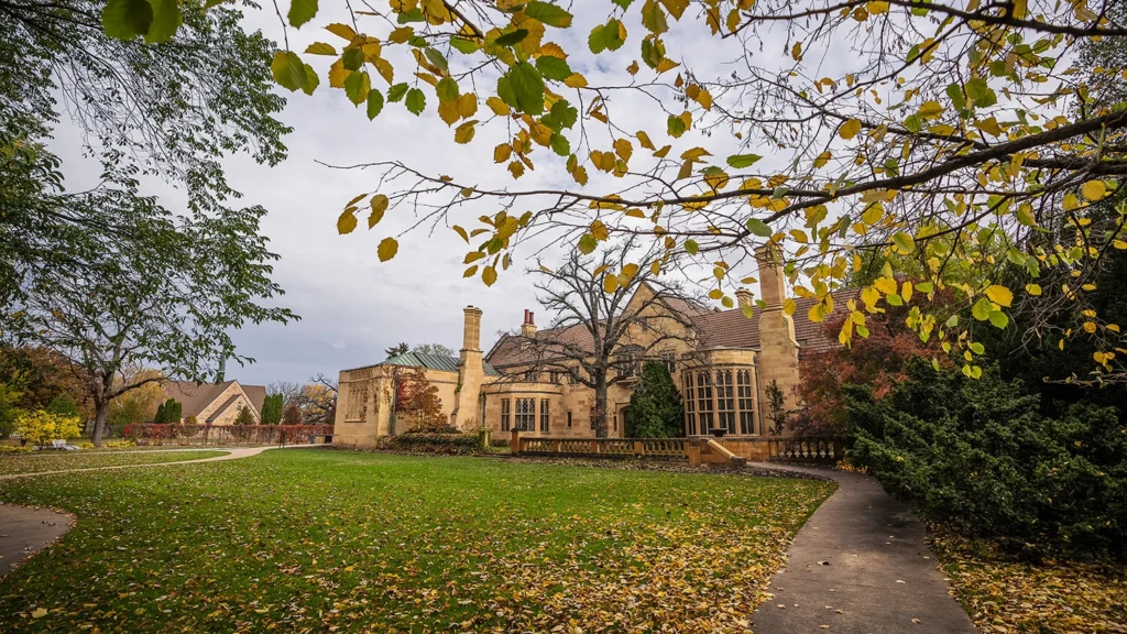 The historic Paine mansion in fall.