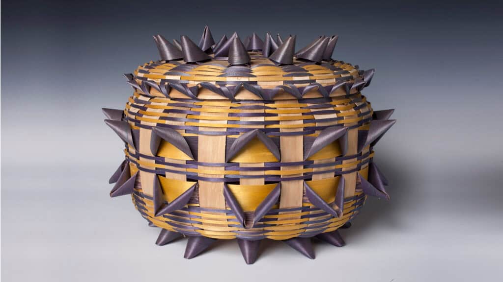 An intricate basket created by Helen Lonetree.
