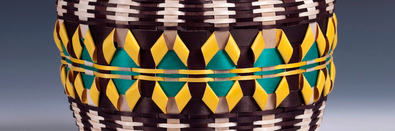 Detail of a barrel basket created by Lila Greengrass Blackdeer.