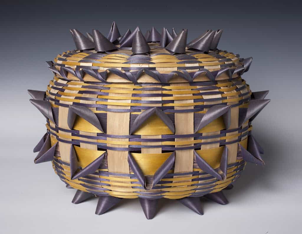 An intricate basket created by Helen Lonetree.