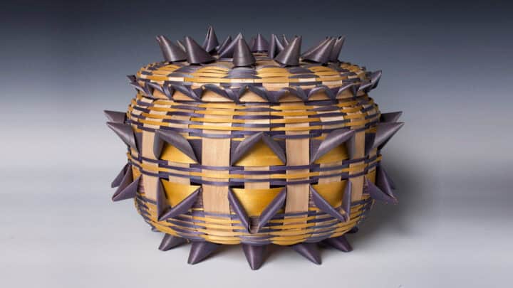 An intricate basket created by Helen Lonetree.