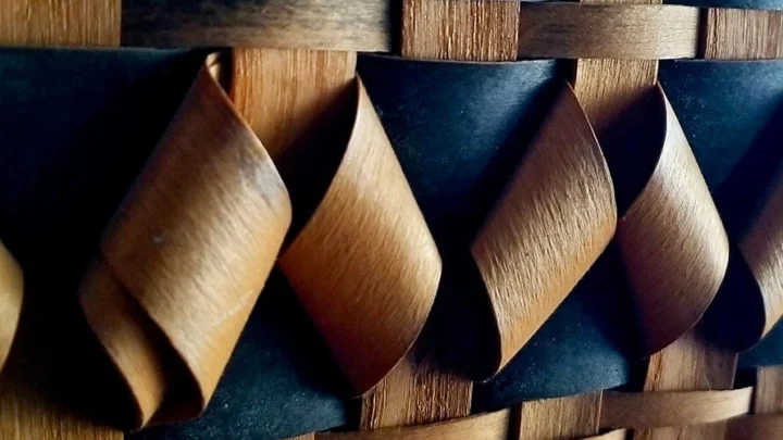 Close up of a Native American basket.
