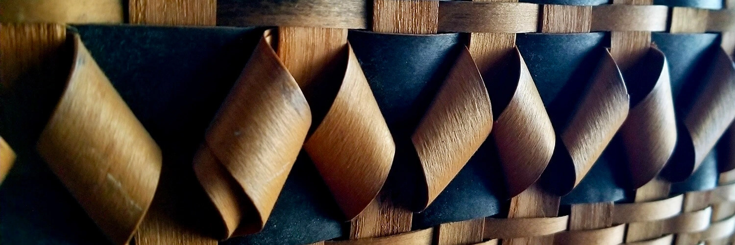 Close up of a Native American basket.