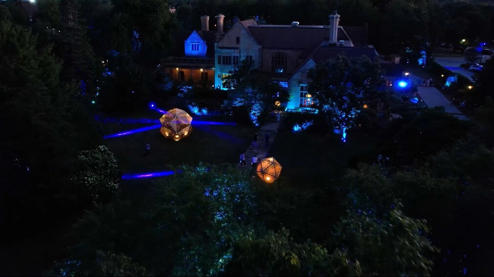 A view of The Nature of Light from the sky at night.