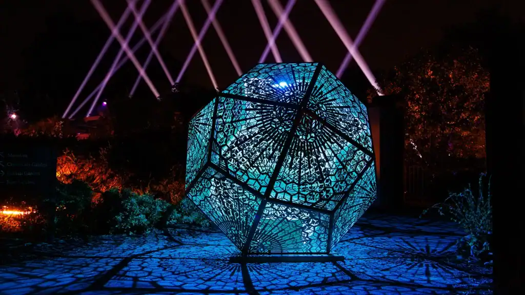 An illuminated sculpture at The Nature of Light.