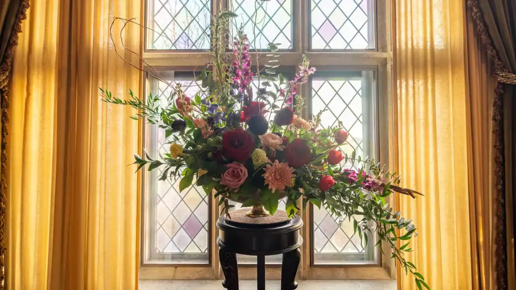 Florals in a window.