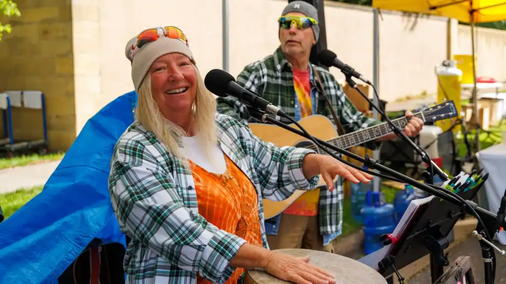 A musician plays at Festival of Spring
