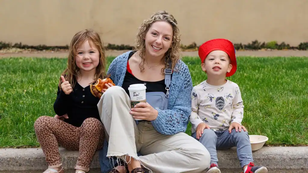 A family poses for a photo at Festival of Spring