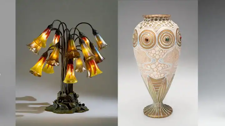 A variety of art nouveau works