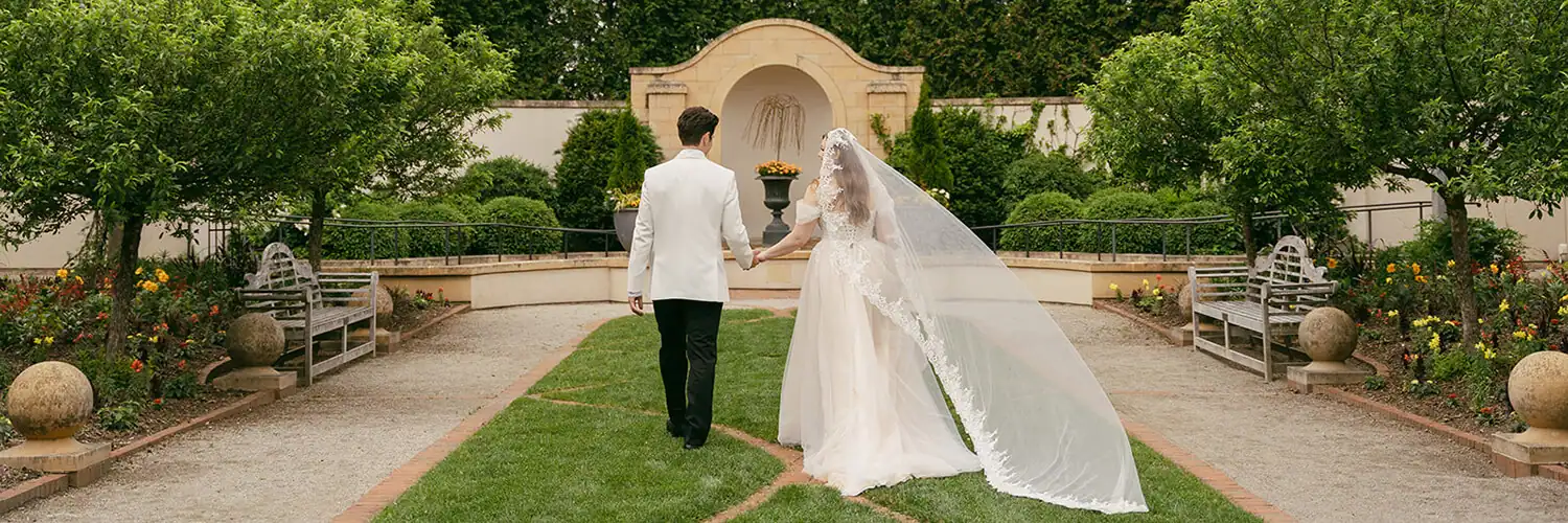 A couple walking in the Formal Garden